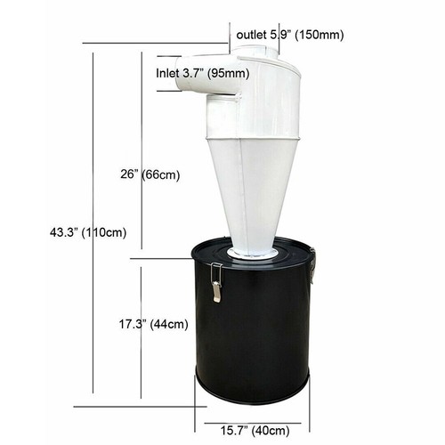 5.9" Outlet Woodworking Cyclone Dust Collector Vacuum Cleaner Dust Separator 50L - Bild 3 von 11