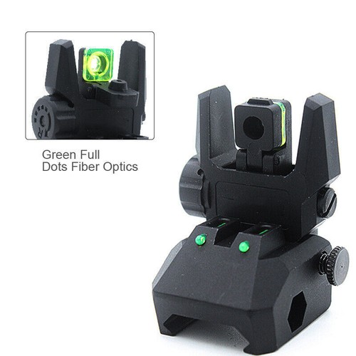 Foldable Iron Sights Flip-up Front and Rear Sight Fiber Optics Dual Aiming Mode - Picture 3 of 9