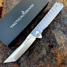 Full Tc4 Titanium EDC Folding Knife! CPM-D2 Steel Blade! Ball Bearing Pivot Open