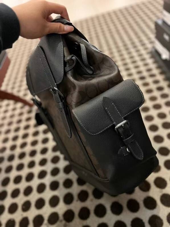New COACH Hudson Mens Large Backpack In Signature Canvas Black