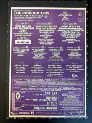 PHOENIX FESTIVAL - BOB DYLAN PUBLIC ENEMY 1995 15X11''' Poster Sized Advert L399