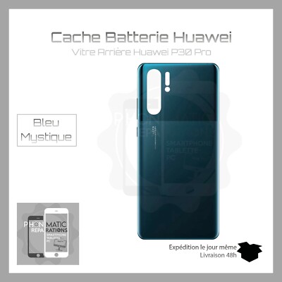 Vitre Arrière De Remplacement (cache Batterie) Pour Huawei P30 Pro - Noir Avec Adhésif - Neuf