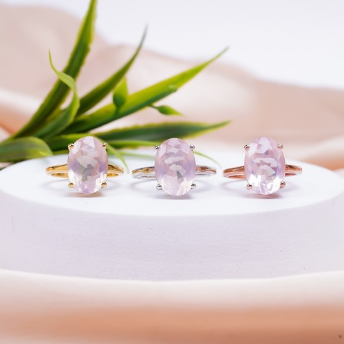 Rose Quartz Ring, 925 Silver Sterling, Gemstone Ring, Handmade All Size Ring