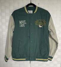 Zara Unisex Letterman Snap Button PATCH VARSITY Green Unisex JACKET Size 13-14UK
