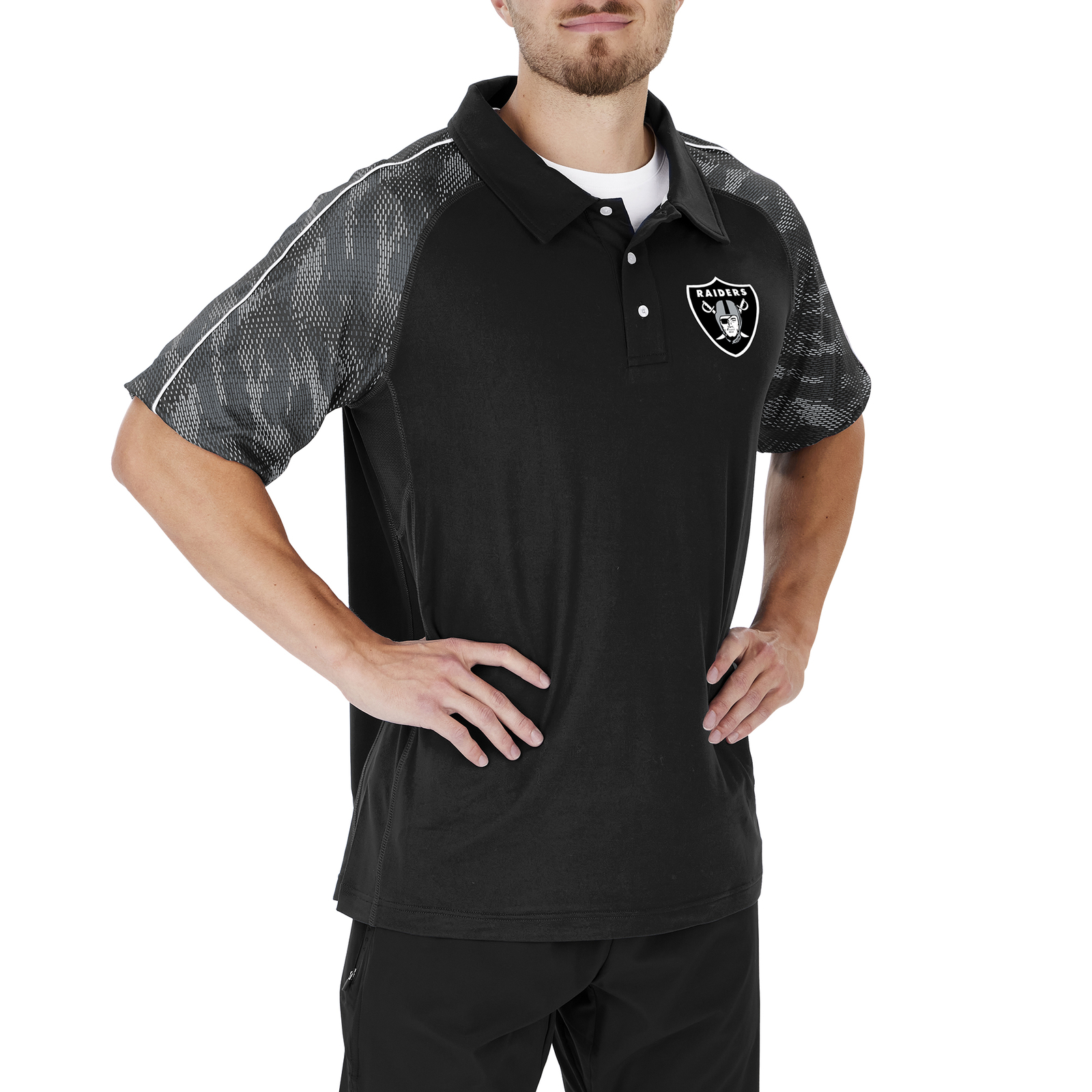 Мужское поло Zubaz NFL Las Vegas Raiders Elevated Field Polo с принтом Viper