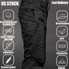 Mens Cargo Pants Work Combat Pants Outdoor Hiking Waterproof Trousers Tactical