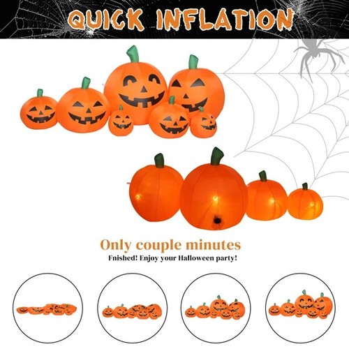 Zucca Gonfiabile Halloween, Decorazioni Halloween Gonfiabile da Esterno, LED 7Ft - Foto 2 di 10