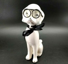 VTG 50s Porcelain Mother Dog Figurine with Glasses NO Puppies on Chain