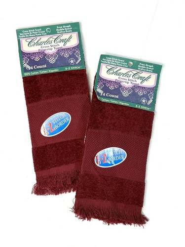 Charles Craft - Cranberry - Velour Fingertip Towels - Set/2 - Picture 1 of 2