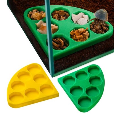2pcs Hermit Crab Food Bowl, Corner Design, Space-Saving 7-Compartment Dishes for