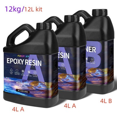 12 kg Klar Epoxidharz Set 2:1 Hochglanz DIY Gießen Tischplatte Bar Theke