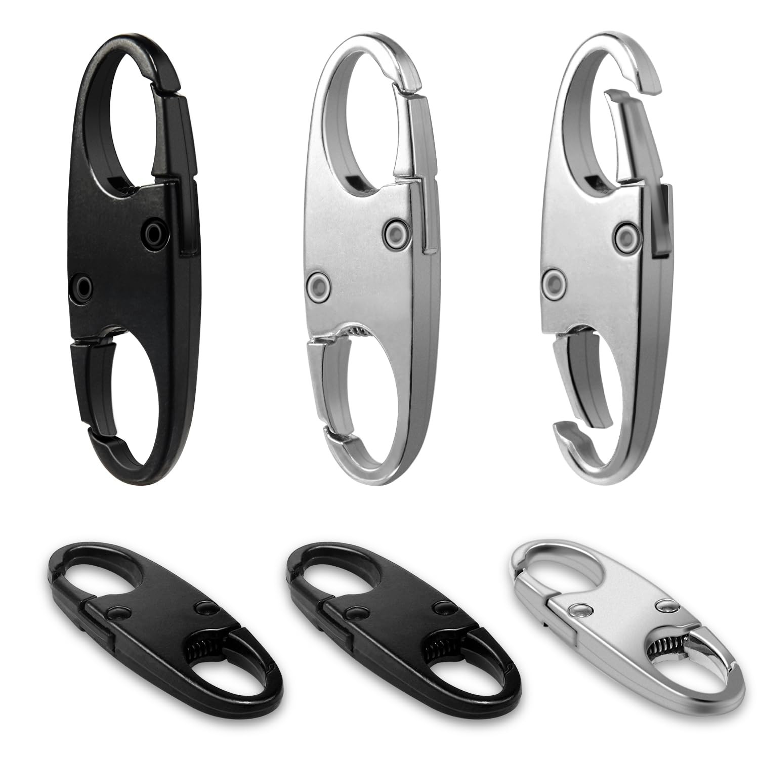 6Pcs Double Opening Lock Zipper Pull Replacement Clips, Small Carabiner Clips, Z