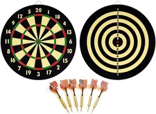 NEW DART BOARD  6 BRASS DARTS FLAG CHECKERS 16.5" inch multicolor