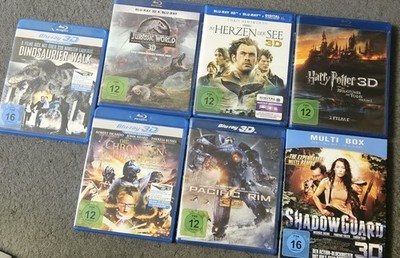 11 x 3D Blu ray Filme Set Harry Potter,Im Herzen Der See,Jurassic World ect.