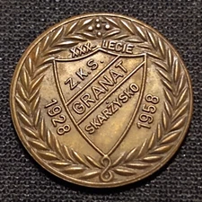 1928 1958 poland au legie zks granat skarzysko football soccer token coin