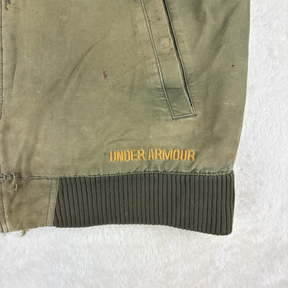 Under Armour Antler Logo Hunting Vest Mens XL Quilted Faded Green Distressed - Image 3 of 4
