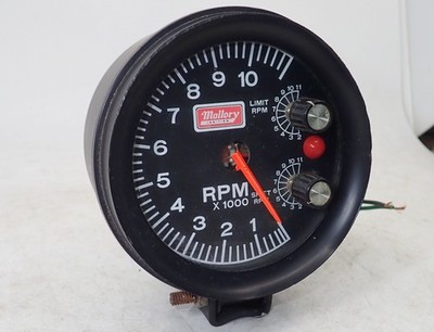 Vintage Mallory 11K RPM Tachometer w/ Shift Light & Rev Limiter Big Diameter WOW