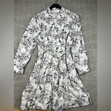 Untuckit For Her Hannah Floral Ruffle Neck Long Sleeve Dress Sz 16