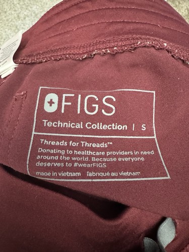Figs Livingston Scrub Pants Damen Small Technical Maroon Stretch Wide Leg - Bild 7 von 7