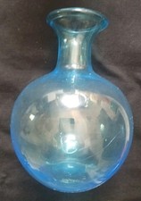 Blown Glass Aqua Blue Bottle Vase 6 " Tall FREE SHIPPING