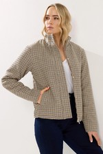 LTS Tall Check Funnel Neck Coat