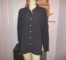 Vtg Lizden Silk Blouse Top Size L Button Up Long Sleeves Quiet Luxury Neutral