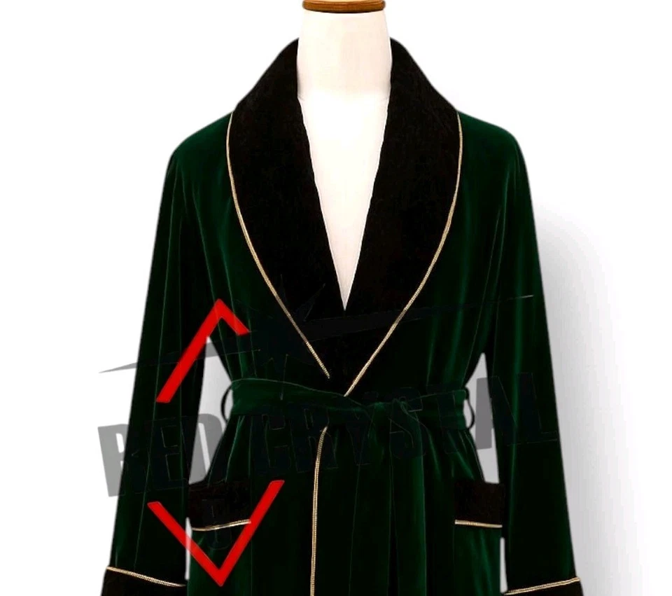 Novo Vestido Masculino Verde Floresta Veludo Preto Acolchoado Fino com Seda Dourada - Imagem 3 de 4