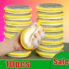 10pcs Reusable Double Side Sponge Dish Washing Scour Kitchen Cleaning Tools