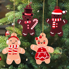 4 Pcs Gingerbread Man Ornaments for Christmas Tree Assorted Gingerbread Figurine