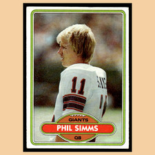 Phil Simms Rookie #225 1980 Topps New York Giants Football Card NFL EX. rookie card picture