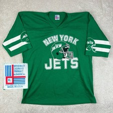 Vintage 1980s Garan NFL AFC New York JETS Single Stitch Football Jersey Shirt XL