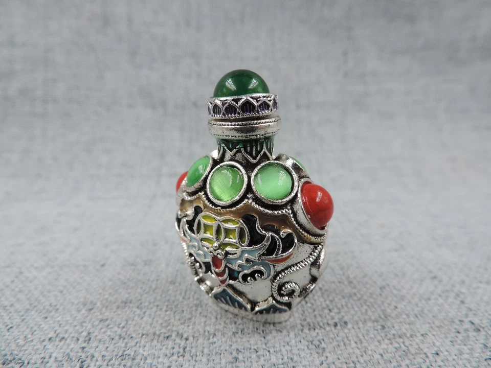 Botella de tabaco Cloisonne China con incrustación hecha a mano patrón de suerte DF Foto 4 de 4