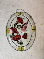 Hummingbird Suncatcher - Stained Glass Look Hanging Chain Window Decor