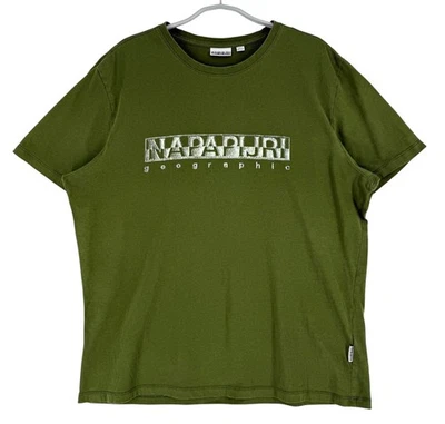 T-Shirt Napapijri Pour Hommes Lâche Col Rond Manches Courtes Vert Taille XL - Photo 1/4