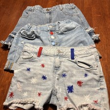 Girls Size 8, 10  12 Denim Cut-Off Shorts, Medium Wash, Button, Get 3 Pairs 