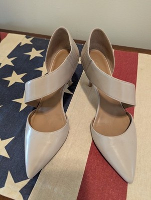 Calvin Klein Beige Solid Pointed Toe D'Orsay Stiletto Slip-On Elastic Heels