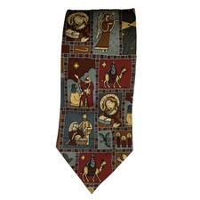 Vintage Eagles Wings Mens Nativity Tie Christian Christmas 100 Silk White House