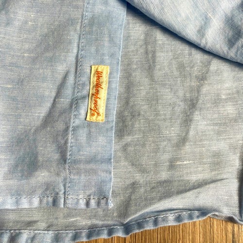Weatherproof Mens Weather Wash Linen Shirt Cerulean Blue - Size Small - $65 - Picture 7 of 11