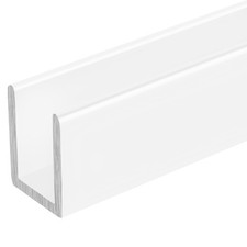 White 3/8" Fixed Panel Shower Door Deep U-Channel - 12" Stock Length - pack o