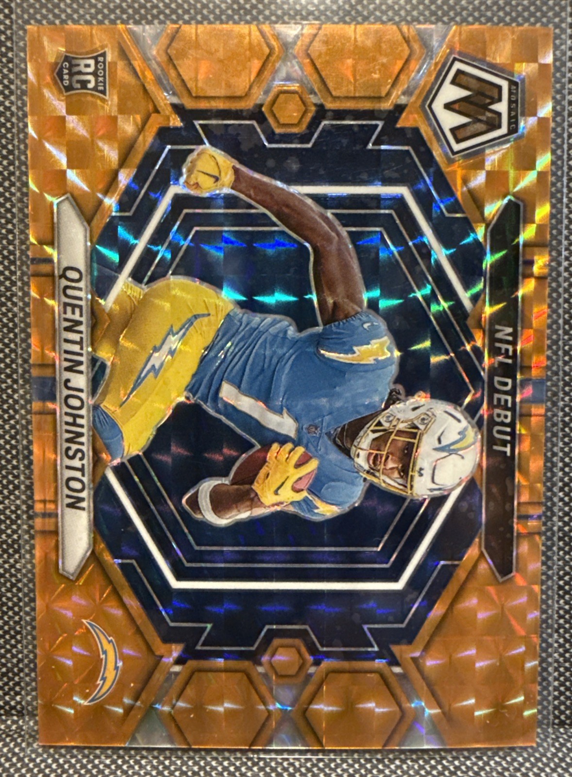 2023 Panini Mosaic NFL Debut Quentin Johnston ORANGE #’d to /199 ! CHARGERS