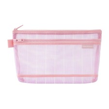 Midori 41851006 Mesh Stripe Pattern Purple Pen Pouch Striped Purple