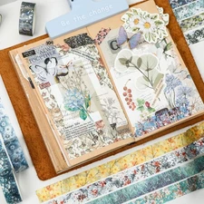 12 Rolls Flowers Washi Tape Set Floral Arts Adhesive Tapes Splast Silver Deco...