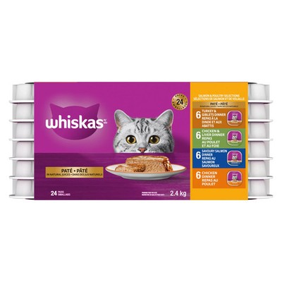 24 pack - WHISKAS Salmon & Poultry Selections Pate Variety Pack Cat Food Canada*
