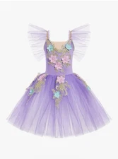 Girls Figure Skating Ballerina Tutu Costume Fairy Dress Size 9 - 10 Years Old