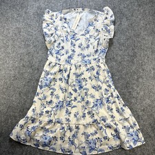 Love and Promises Dress Women Large Blue Floral Ruffles Lace Bohemian Boho Lined