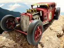 Rustic Vintage 32 Coupe Hot Rod Model Metal SCULPTURE FIGURINE Man Cave Decor