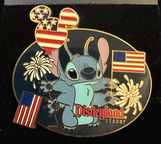 Disney Pin Stitch Flags Fireworks Patriotic Disneyland Resort 2004