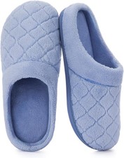ULTRAIDEAS Women's Indoor Slipper with Memory Foam Slippers Blue,9-10