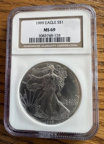 1999 $1 American Silver Eagle NGC MS69 Brown Label MS 69