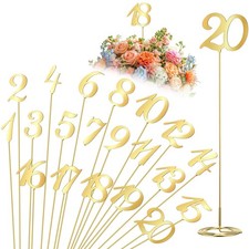 20 Pcs Metal Table Numbers 1-20 for Wedding Reception, Gold